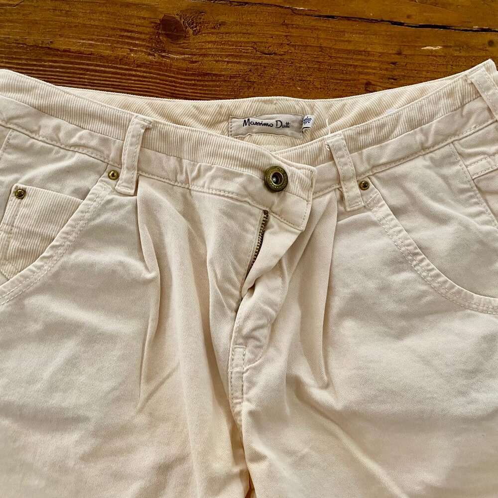 Massimo Dutti Cream Ribbed Trousers Size 36 - Picture 3 of 8